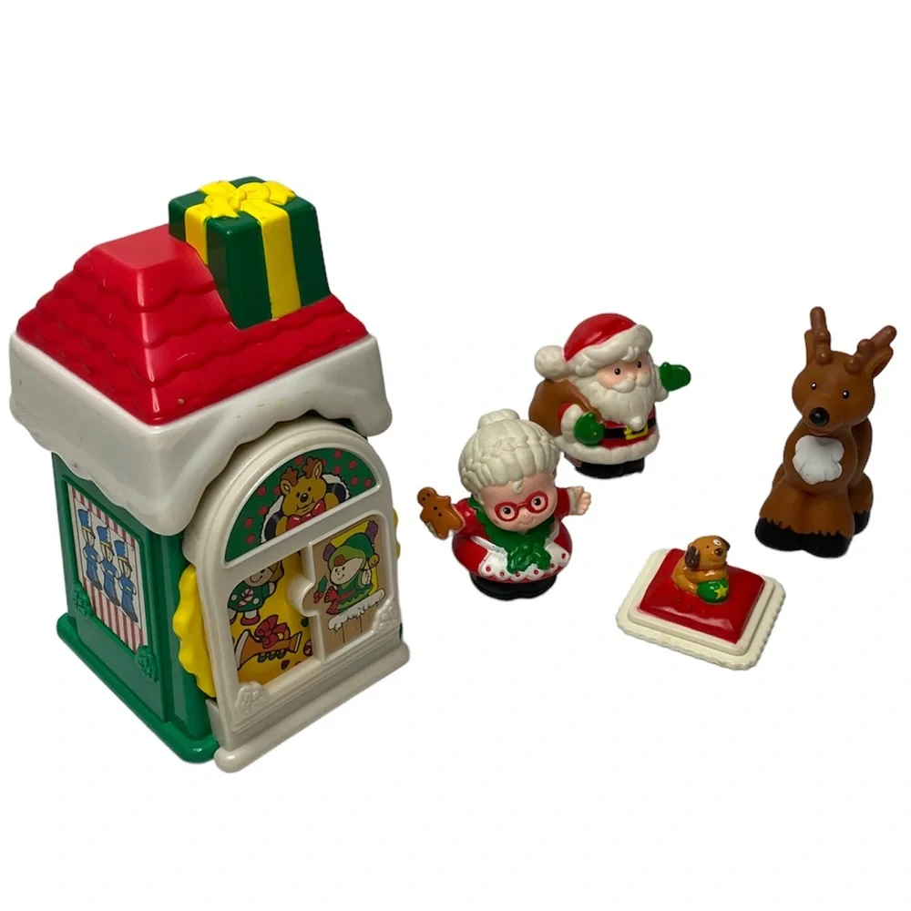 Little People Vintage Fisher Price Christmas Shop Santa Mrs Claus Reindeer Y2K